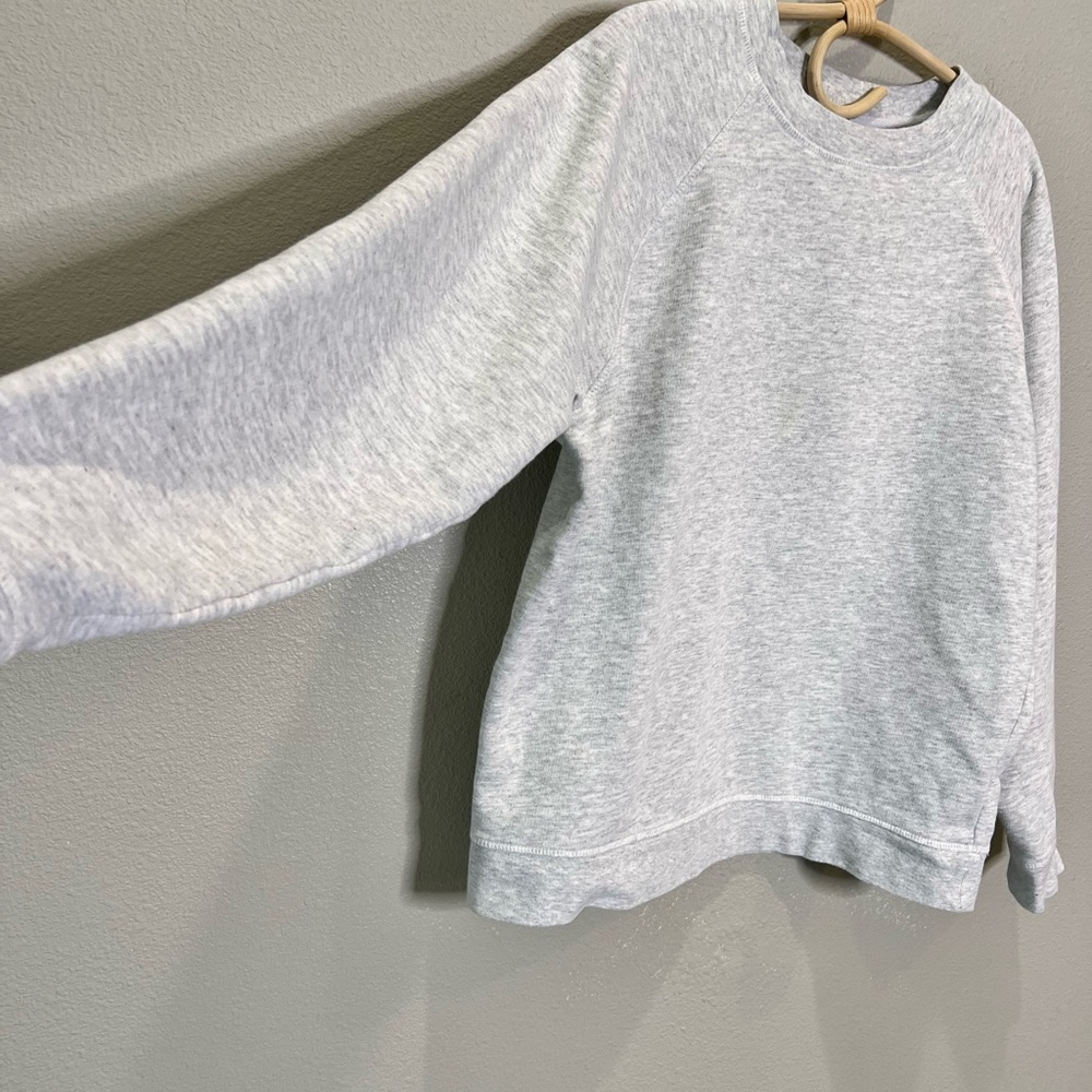 Topshop Fleece Scoop Neck Heather Gray Sweatshirt Size 8 - Picture 4 of 13